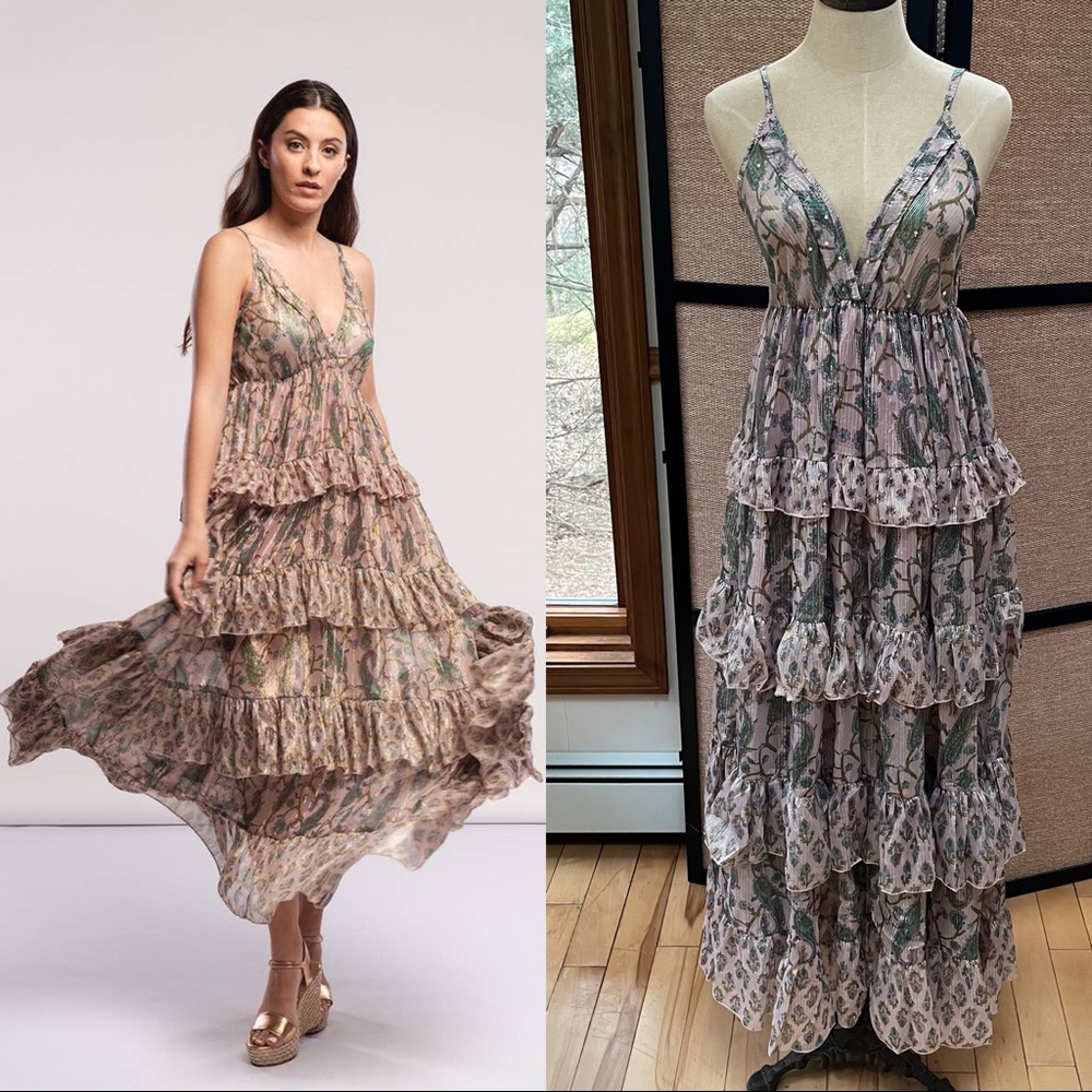 Paisley Ruffled Tiered Maxi Dress